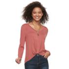 Juniors' Neon Soul Twist Front Tee & Necklace Set, Teens, Size: Xs, Lt Beige