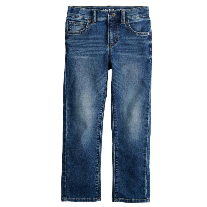 Boys 4-12 Sonoma Goods For Life&trade; Straight Knit Jeans In Regular, Slim & Husky, Size: 7, Dark Blue