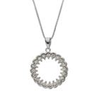 1/10 Carat T.w. Diamond Sterling Silver Circle Pendant Necklace, Women's, White