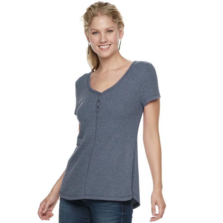 Women's Sonoma Goods For Life&trade; Henley Tee, Size: Xl, Dark Blue