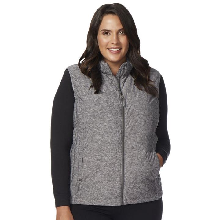 Plus Size Heat Keep Down Puffer Vest, Women's, Size: 1xl, Grey
