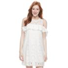 Juniors' Trixxi Cold Shoulder Lace Dress, Girl's, Size: 5, White