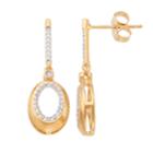 14k Gold Over Silver 1/5 Carat T.w. Diamond Oval Drop Earrings, Women's, White
