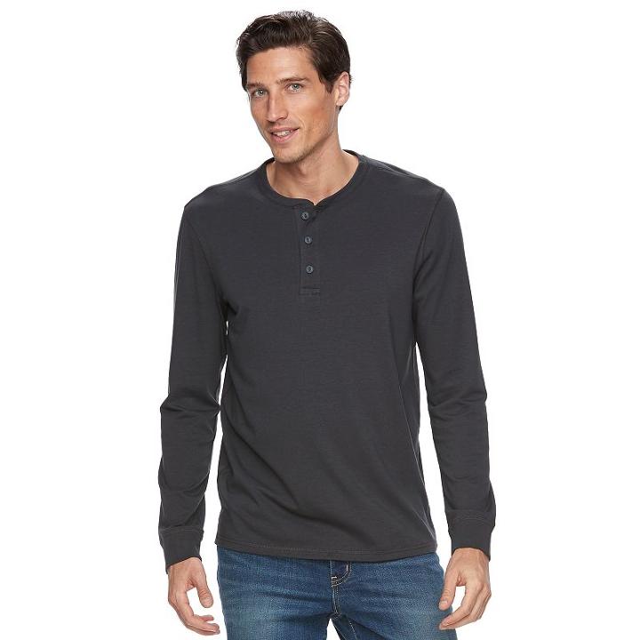 Men's Sonoma Goods For Life&trade; Classic-fit Flexwear Henley, Size: Medium, Grey