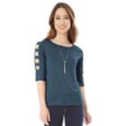 Juniors' Iz Byer Cutout Ladder Sleeve Crewneck Top, Teens, Size: Small, Med Blue