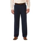 Men's Haggar&reg; Cool 18&reg; Pro Classic-fit Wrinkle-free Pleated Expandable Waist Pants, Size: 42x30, Blue (navy)
