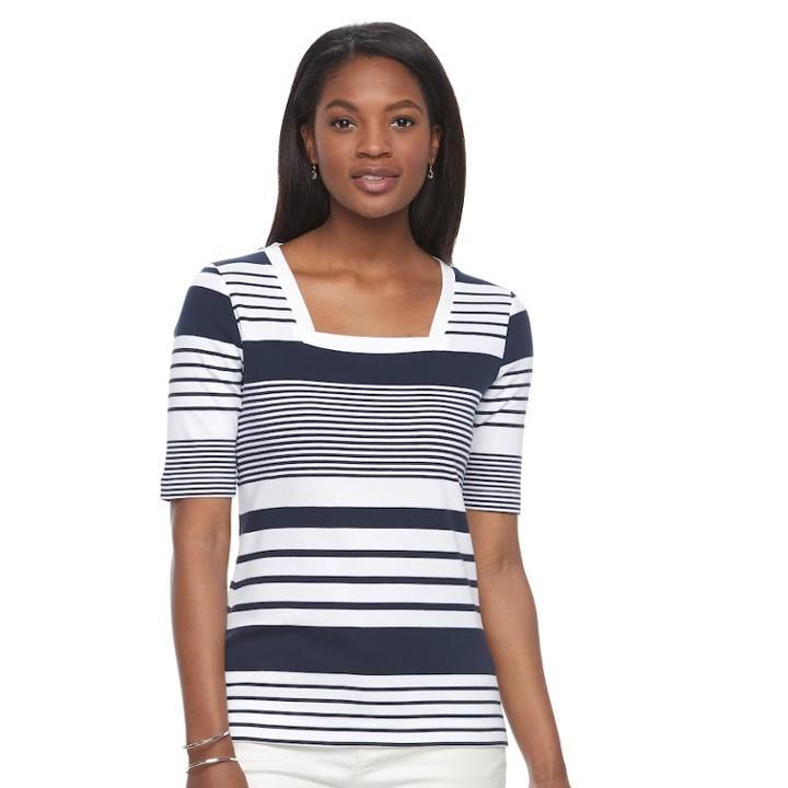 Women's Croft & Barrow&reg; Squareneck Tee, Size: Small, Blue