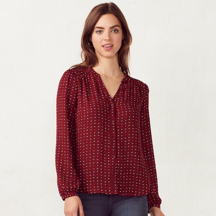 Women's Lc Lauren Conrad Pintuck Blouse, Size: Xs, Red