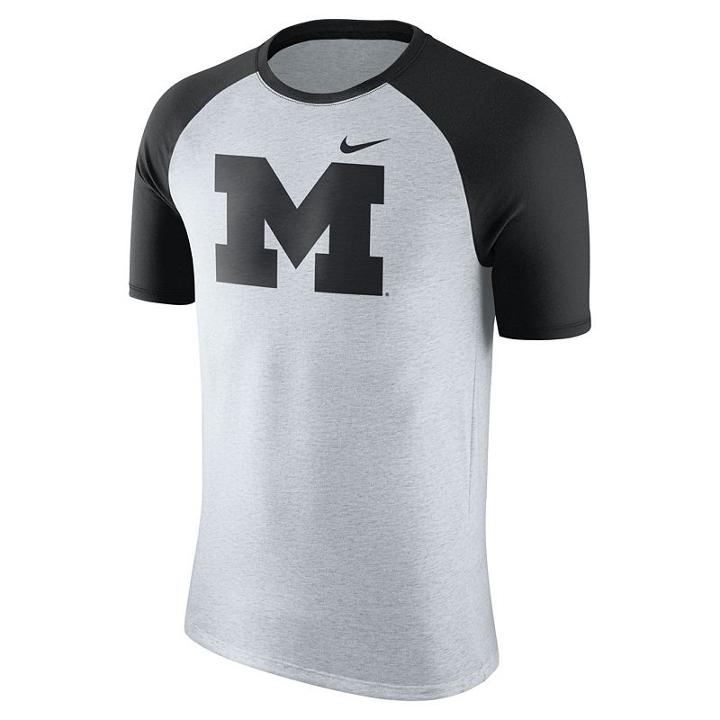 Men's Nike Michigan Wolverines Raglan Tee, Size: Small, Natural