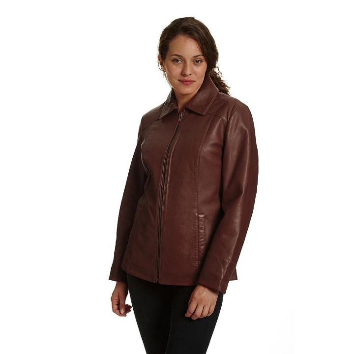 Women's Excelled Leather Scuba Jacket, Size: Large, Dark Red