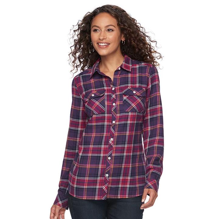 Women's Croft & Barrow&reg; Button-front Shirt, Size: Xl, Purple