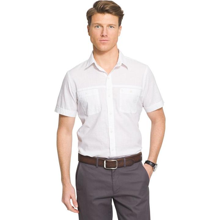 Men's Izod Dockside Classic-fit Chambray Woven Button-down Shirt, Size: Medium, White Oth