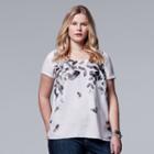 Plus Size Simply Vera Vera Wang Leaf Chiffon Tee, Women's, Size: 0x, Grey