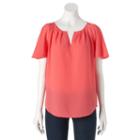 Women's Apt. 9&reg; Textured Flutter Top, Size: Medium, Lt Orange