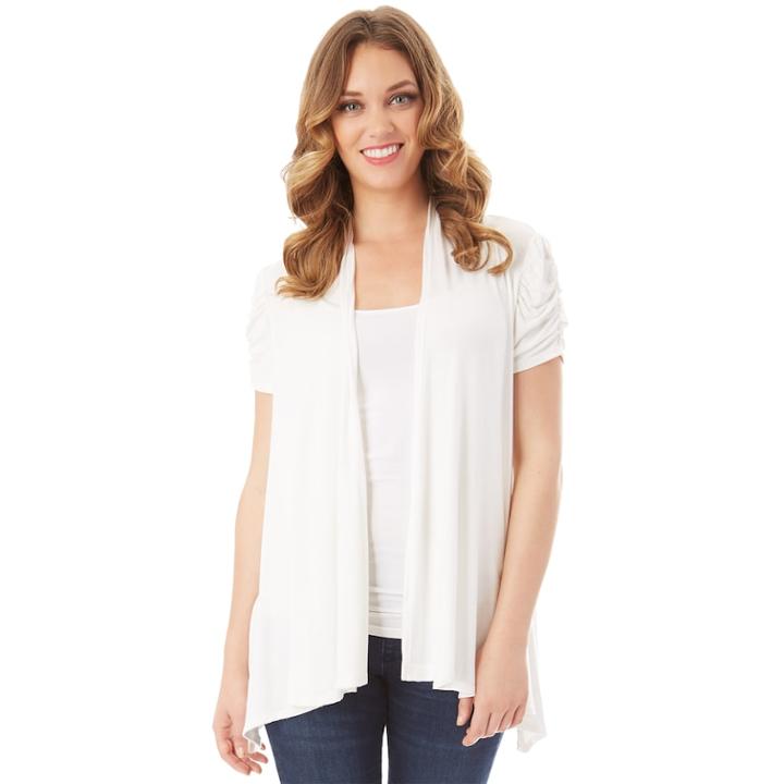 Women's Apt. 9&reg; Ruched Cardigan, Size: Large, White