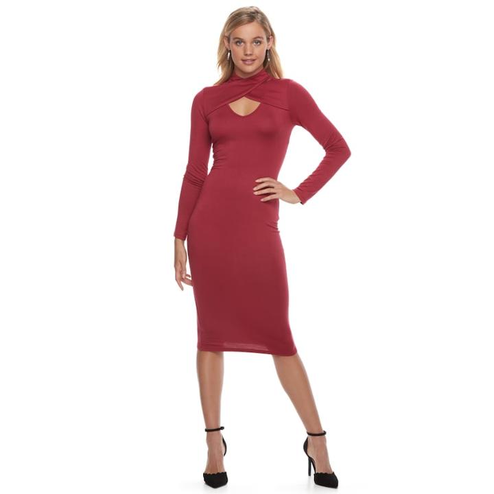Juniors' Almost Famous Cutout Midi Bodycon Dress, Teens, Size: Large, Purple Oth