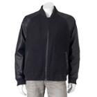 Men's Apt. 9&reg; Modern-fit Mixed Media Raglan Wool-blend Bomber Jacket, Size: Large, Black