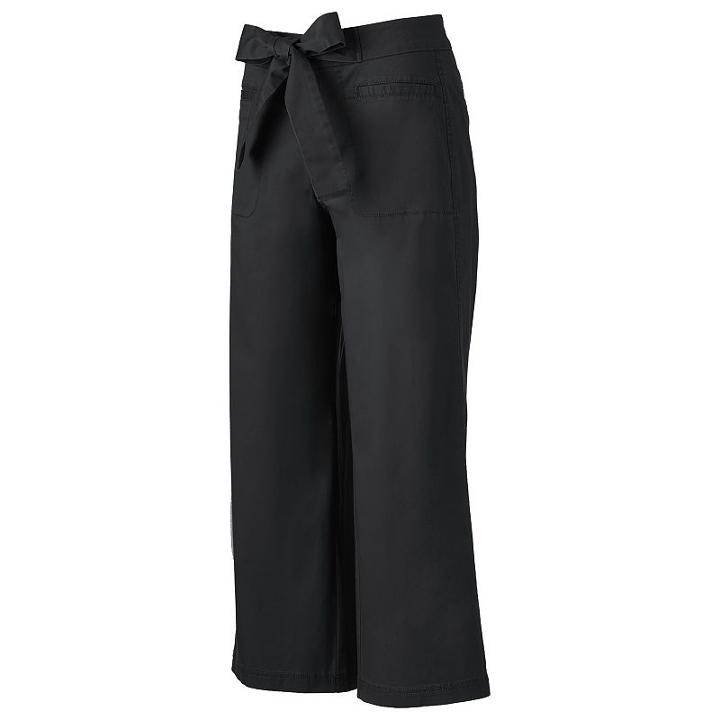Juniors' So&reg; Tie Front Chino Culottes, Girl's, Size: 3, Black
