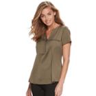 Women's Apt. 9&reg; Zipper-neck Crepe Top, Size: Large, Green