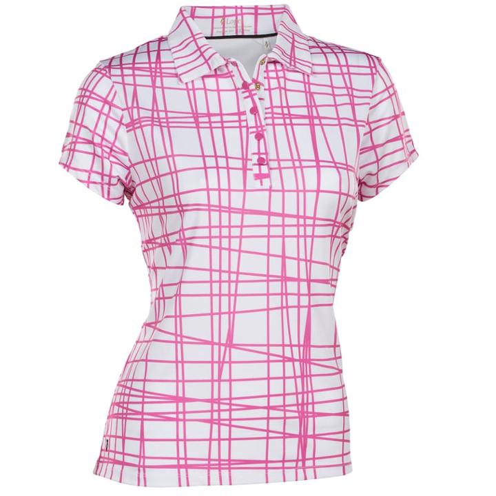 Women's Nancy Lopez Scribble Short Sleeve Golf Polo, Size: Medium, White Oth