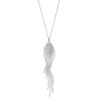Long Openwork Leaf Tassel Pendant Necklace, Women's, Silver