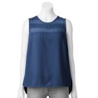 Apt. 9&reg; Crepe Crewneck Tank - Women's, Size: Xxl, Blue (navy)