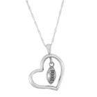 Dayna U Sterling Silver Football Charm Heart Pendant Necklace, Women's, Size: 18, Grey