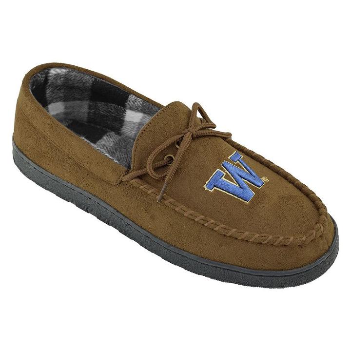 Men's Washington Huskies Microsuede Moccasins, Size: 12, Brown
