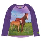 Girls 4-6x John Deere Two Horses Raglan Tee, Size: 4, Drk Purple