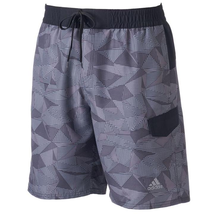 Men's Adidas Sport Geo Microfiber Volley Swim Trunks, Size: Medium, Black