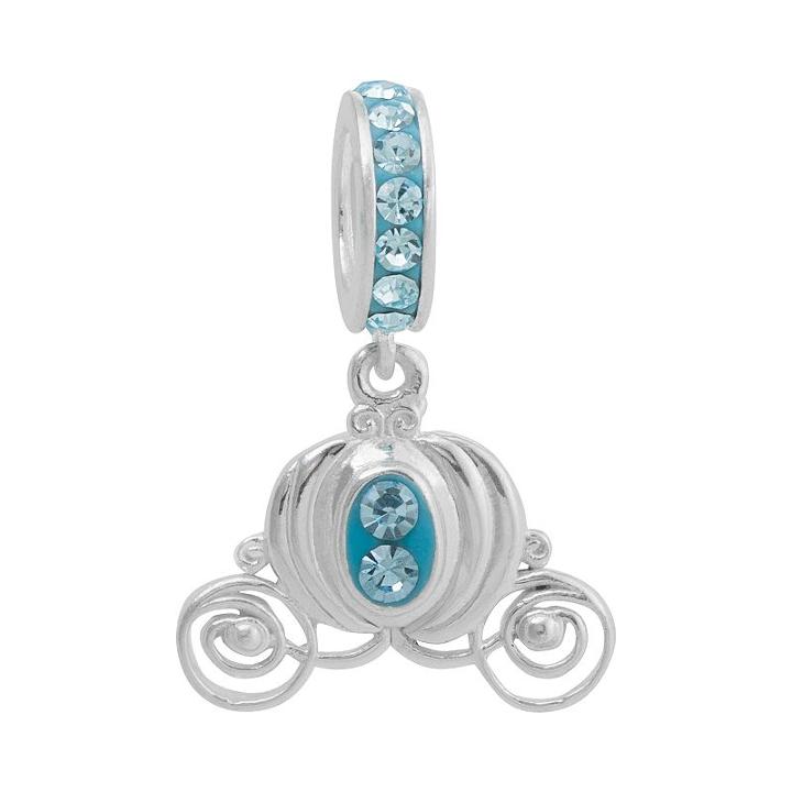 Disney Princess Cinderella Crystal Sterling Silver Carriage Charm, Women's, Blue