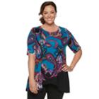 Plus Size Dana Buchman Sharkbite Elbow Sleeve Tunic, Women's, Size: 0x, Dark Blue