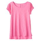Girls 7-16 So&reg; Floral Lace Sleeve Tee, Size: 7-8, Brt Pink