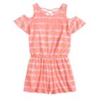 Girls 7-16 So&reg; Strappy Cold Shoulder Romper, Size: Xl/14, Brt Orange