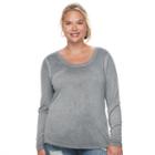 Juniors' Plus Size Mudd&reg; Scoopneck Tee, Teens, Size: 2xl, Grey (charcoal)