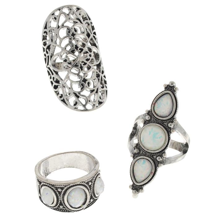 Mudd&reg; Simulated Stone Filigree Ring Set, Women's, Turq/aqua