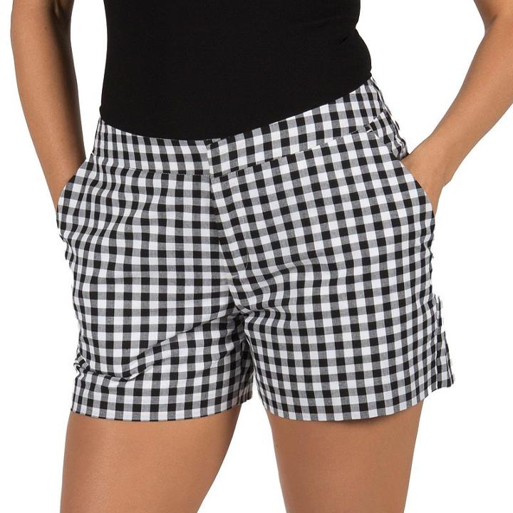 Women's Harve Bernard Gingham Printed Shorts, Size: 10, Oxford