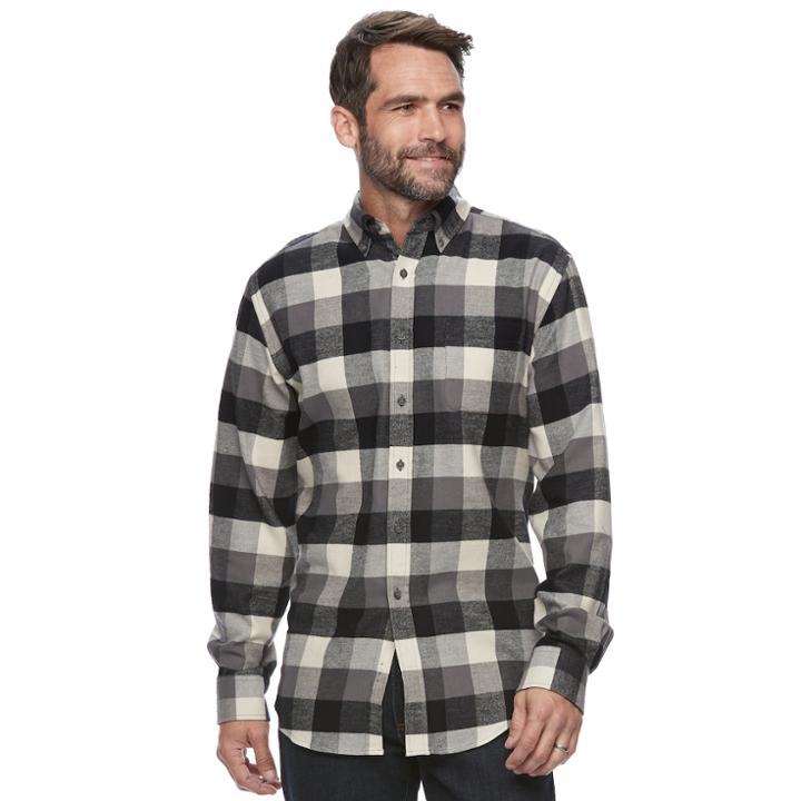 Big & Tall Croft & Barrow&reg; True Comfort Classic-fit Flannel Button-down Shirt, Men's, Size: Xxl Tall, Dark Grey