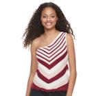 Juniors' Candie's&reg; Chevron One Shoulder Sweater Tank, Girl's, Size: Medium, Dark Red