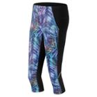 Women's New Balance Printed Accelerate Capri Running Leggings, Size: Medium, Purple Oth