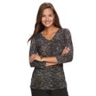Women's Dana Buchman Printed Bias Cut V-neck Top, Size: Medium, Beig/green (beig/khaki)