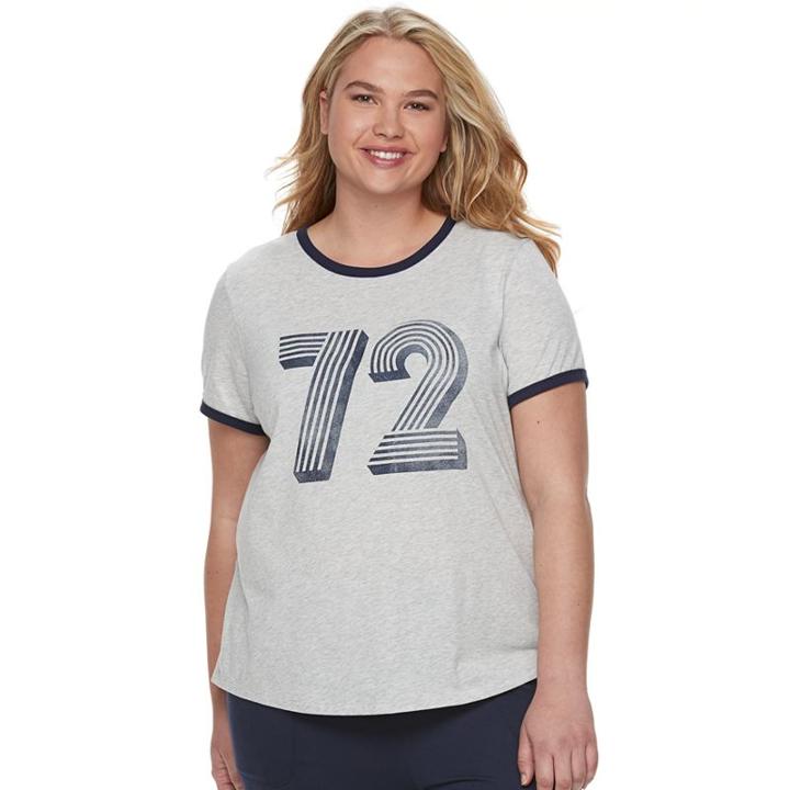 Juniors' Plus Size So&reg; Beach Squad Ringer Tee, Size: 2xl, Light Grey