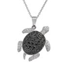 Sophie Miller Black And White Cubic Zirconia Sterling Silver Turtle Pendant Necklace, Women's, Size: 18