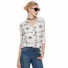 Women's Rock & Republic&reg; Tie-dye Plaid Top, Size: Medium, White
