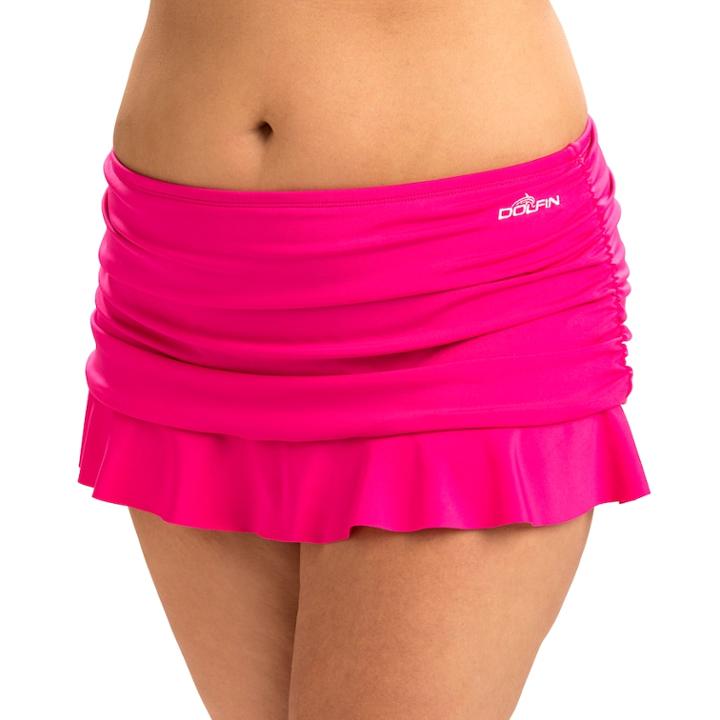 Women's Dolfin Aquashape Hip Minimizer Ruched Skirtini Bottoms, Size: Medium, Brt Pink