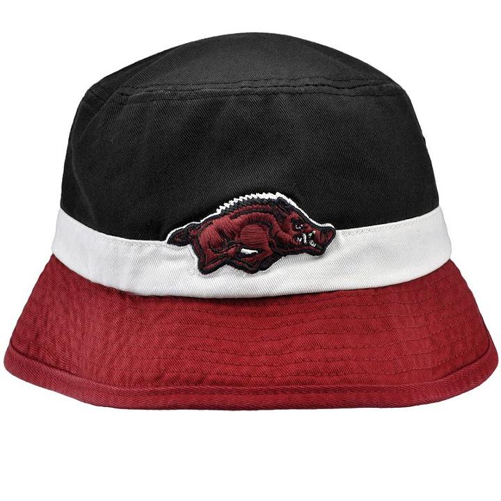 Top Of The World, Adult Arkansas Razorbacks Trifecta Bucket Hat, Black