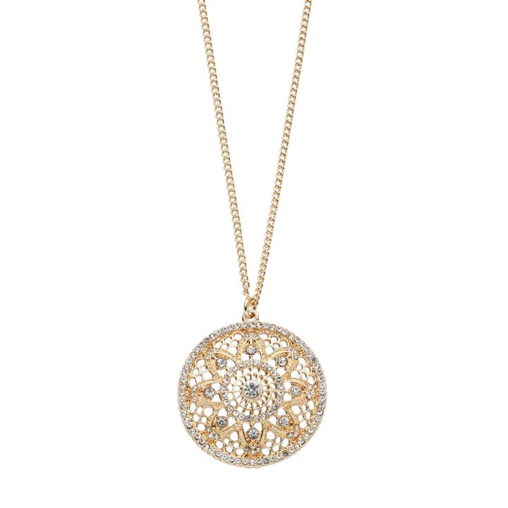 Lc Lauren Conrad Long Openwork Flower Disc Pendant Necklace, Women's, Gold