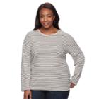Plus Size Croft & Barrow&reg; Crewneck Long-sleeve Tee, Women's, Size: 4xl, Lt Beige