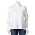 Plus Size Croft & Barrow&reg; Roll-tab Shirt, Women's, Size: 3xl, White