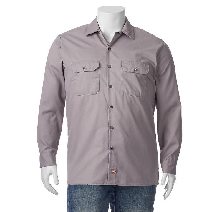 Big & Tall Dickies Original-fit Work Shirt, Men's, Size: 4xlt, Grey